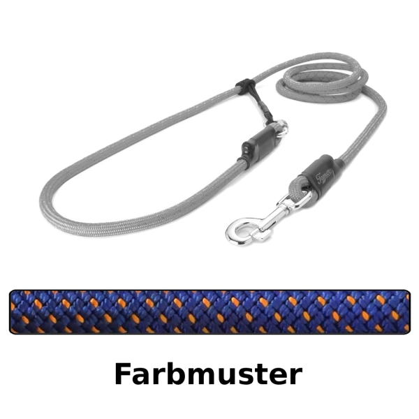 EASYLONG Hundeleine - L - 2,5m - blau mit orangen Punkten